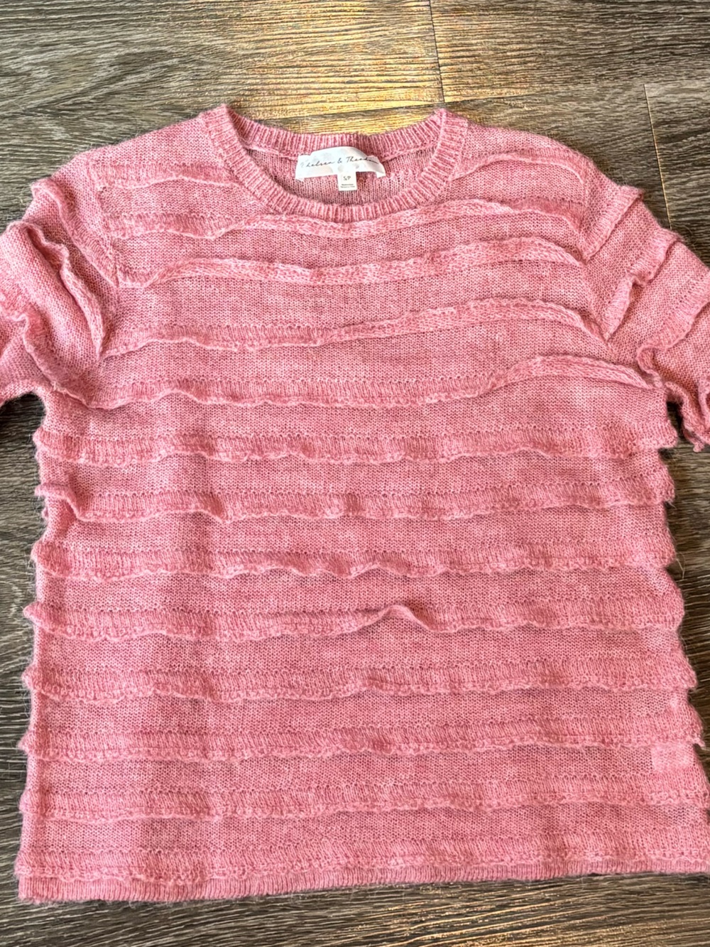 Chelsea & Theodore Rose Pink Textured Crewneck Sweater